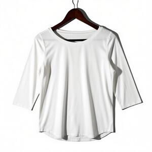 Belle Kim Gravel Primabelle Top Set White Stretch 3/4 Sleeve XS New